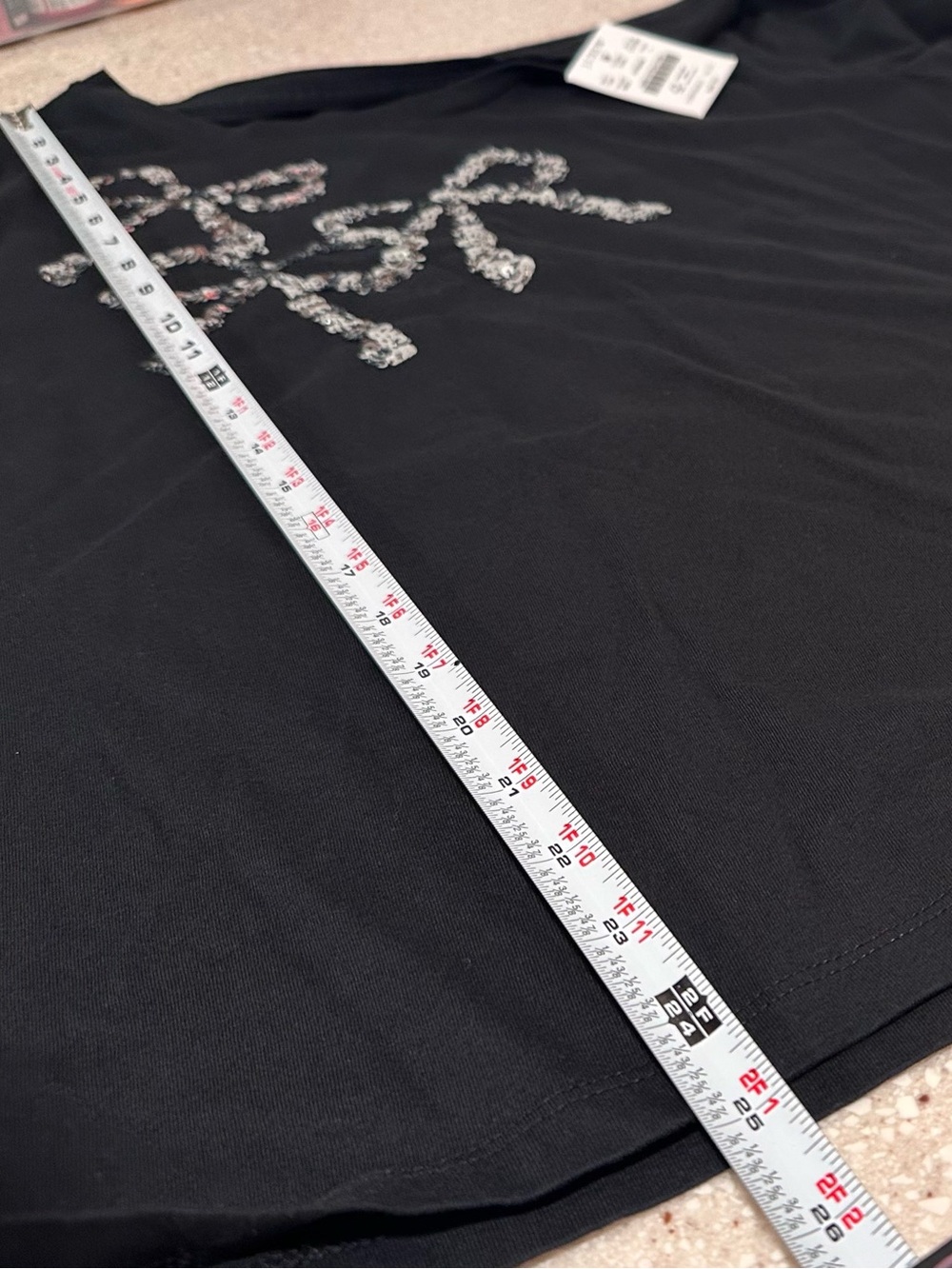 JCrew Collector Cotton Tee Black Sequin Bows Graphic T-Shirt Slim Fit Size Large - Picture 8 of 11